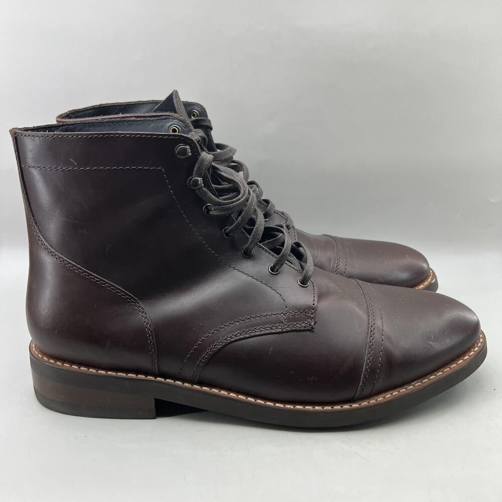 Thursday Boot Co. Captain Boots Men Size 15 W Wide Brown Leather Cap Toe Shoes